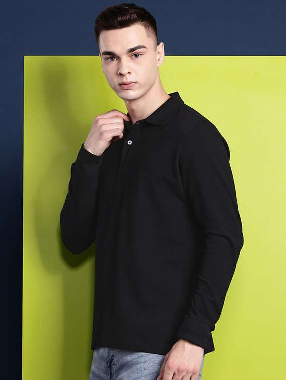 men solid long sleeve regular fit polo t-shirt - 22320518 -  Standard Image - 1