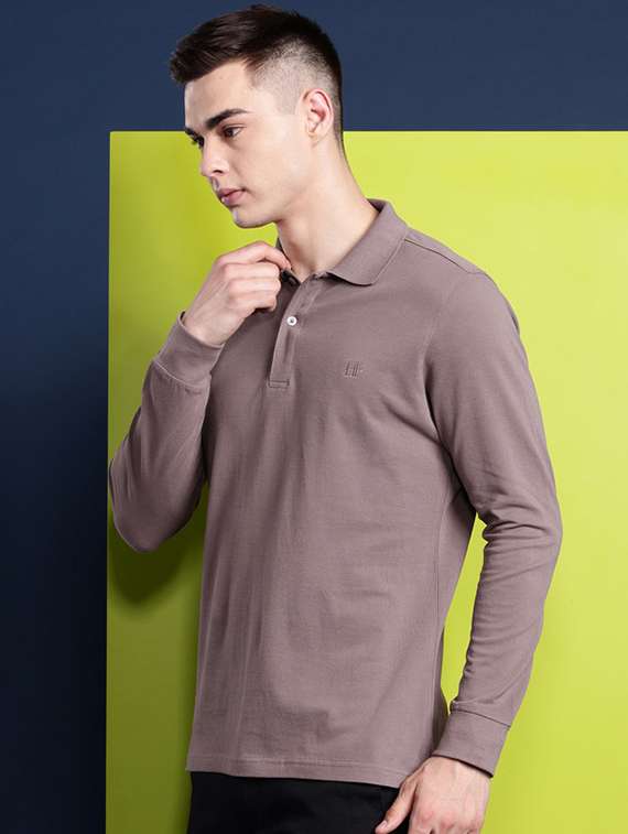 men solid long sleeve regular fit polo t-shirt - 22320521 -  Standard Image - 1