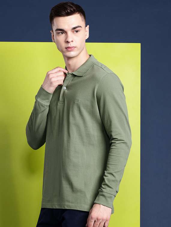 men solid long sleeve regular fit polo t-shirt - 22320522 -  Standard Image - 1