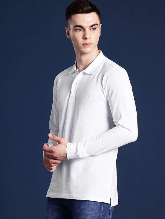 men solid long sleeve regular fit polo t-shirt - 22320523 -  Standard Image - 1
