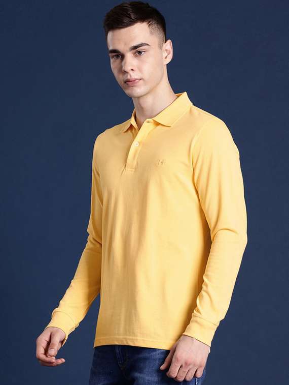men solid long sleeve regular fit polo t-shirt - 22320524 -  Standard Image - 1