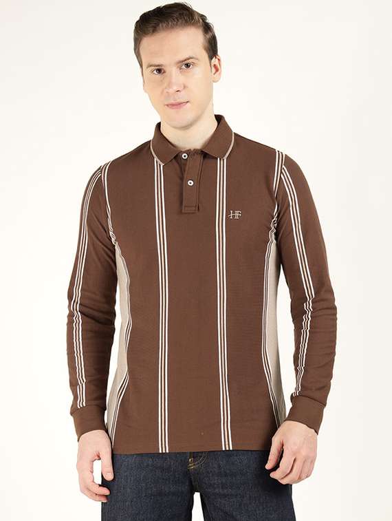men striped long sleeve regular fit polo t-shirt - 22320525 -  Standard Image - 1