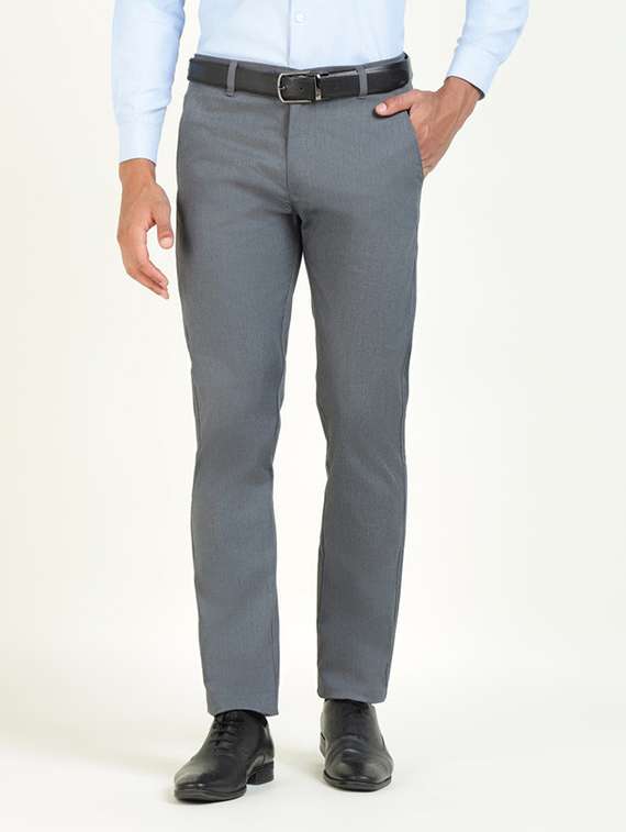 men solid mid rise flat front formal trouser - 22320527 -  Standard Image - 1