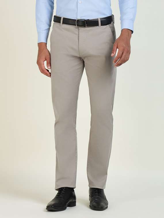 Men Solid Mid Rise Flat Front Formal Trouser - 22320529 -  Standard Image - 1