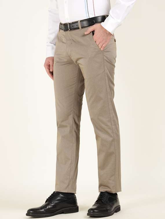 men solid mid rise flat front formal trouser - 22320532 -  Standard Image - 1