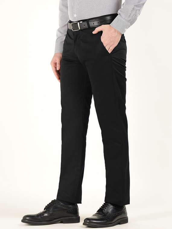 men solid mid rise flat front formal trouser - 22320534 -  Standard Image - 1