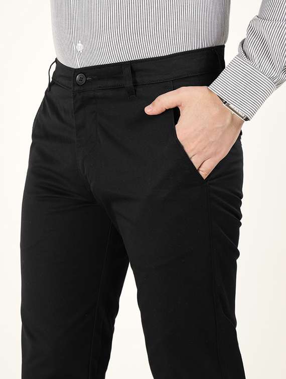men solid mid rise flat front formal trouser - 22320534 -  Standard Image - 4