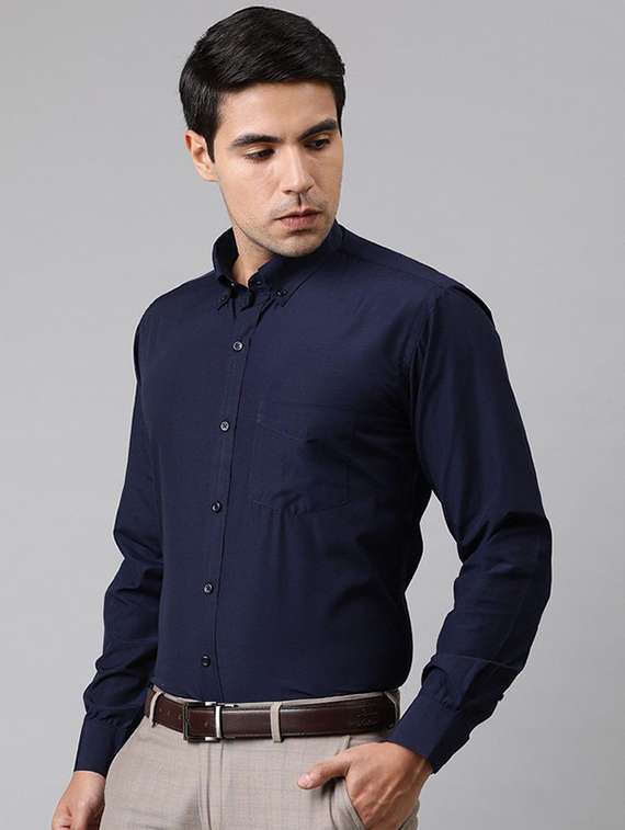 men solid collared long sleeve formal shirt - 22320538 -  Standard Image - 1