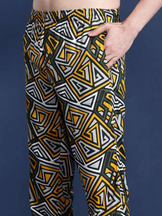 men printed collared full length co-ord set - 22320614 -  Standard Image - 4