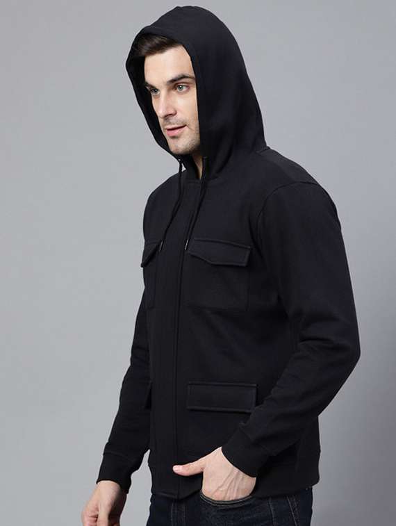 men solid long sleeve hooded sweatshirt - 22320631 -  Standard Image - 1