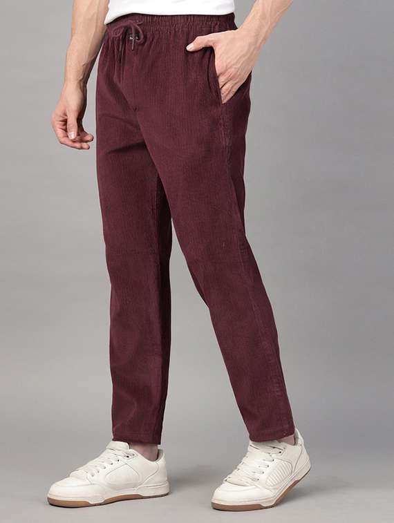 men solid mid rise corduroy straight trouser - 22320633 -  Standard Image - 1