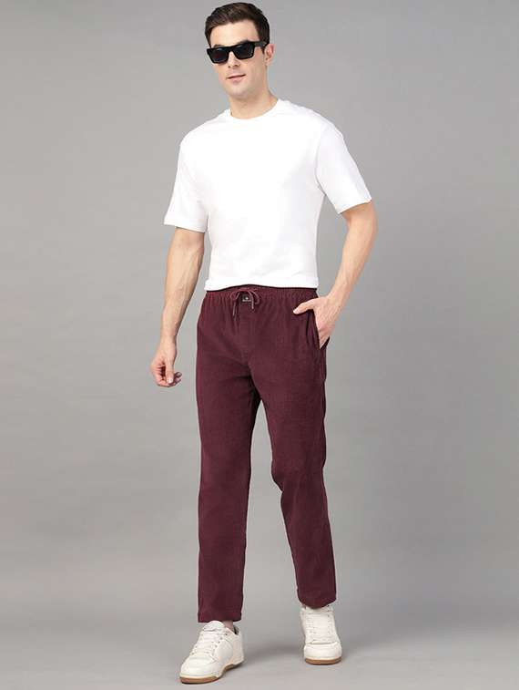 men solid mid rise corduroy straight trouser - 22320633 -  Standard Image - 4