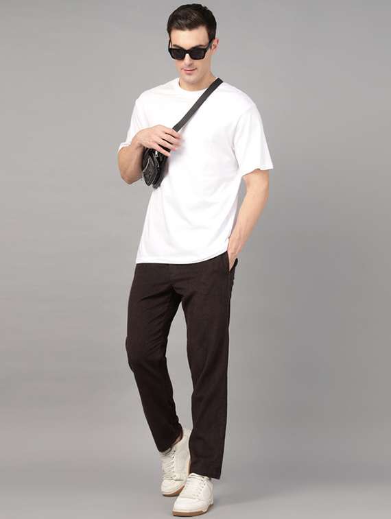 men solid mid rise corduroy straight trouser - 22320635 -  Standard Image - 4