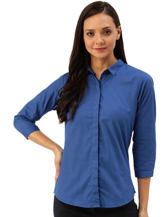 women soldi collared three quarter sleeve shirt