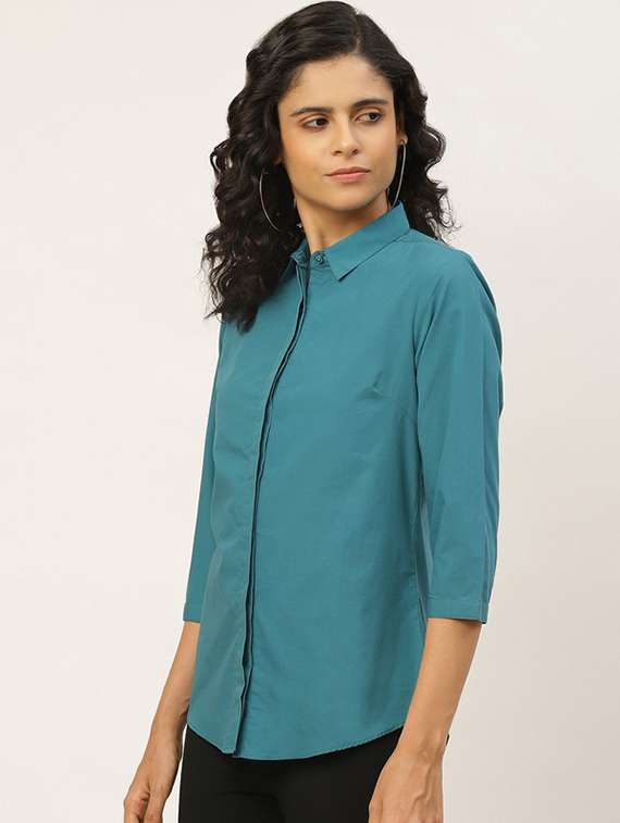 women soldi collared three quarter sleeve shirt - 22320640 -  Standard Image - 1