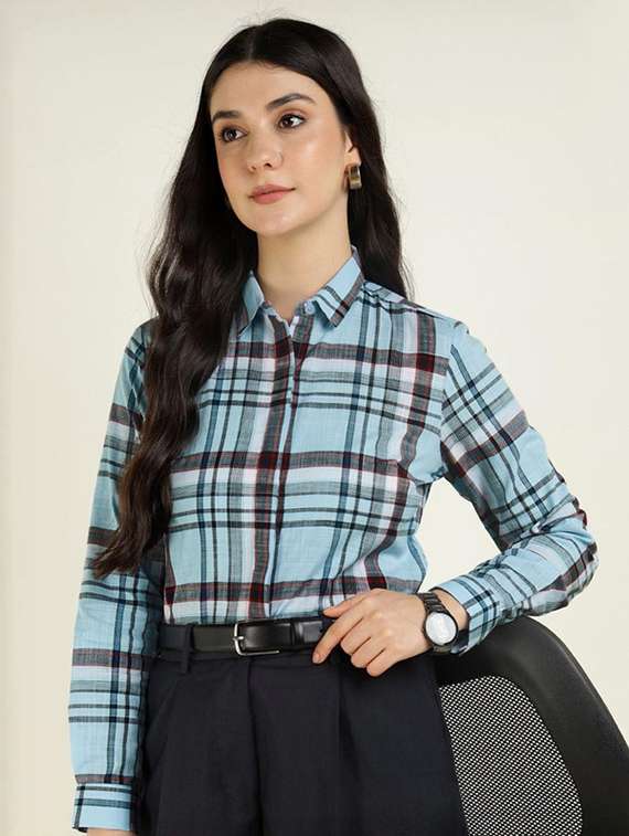 women collared long sleeve regular fit shirt