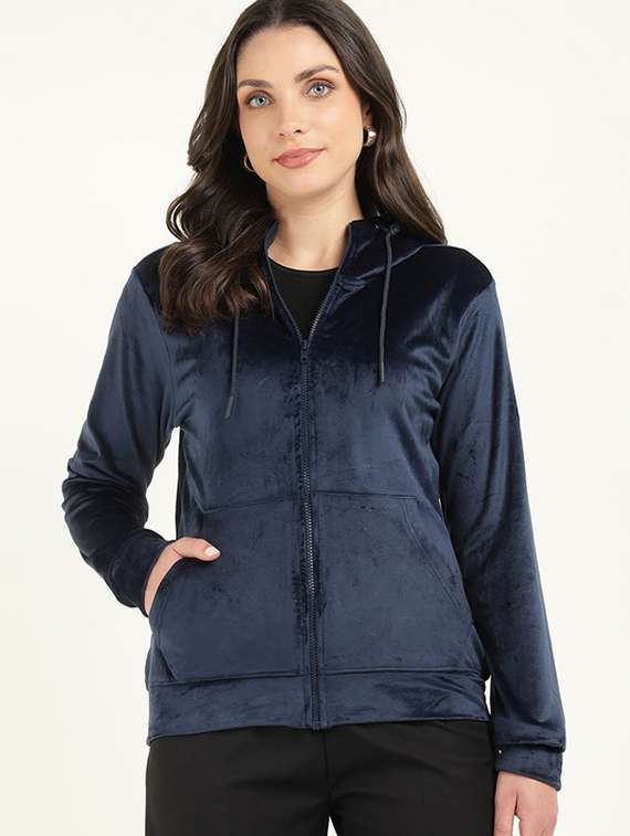 Women Solid Long Sleeve Hooded Sweatshirt - 22320679 -  Standard Image - 1