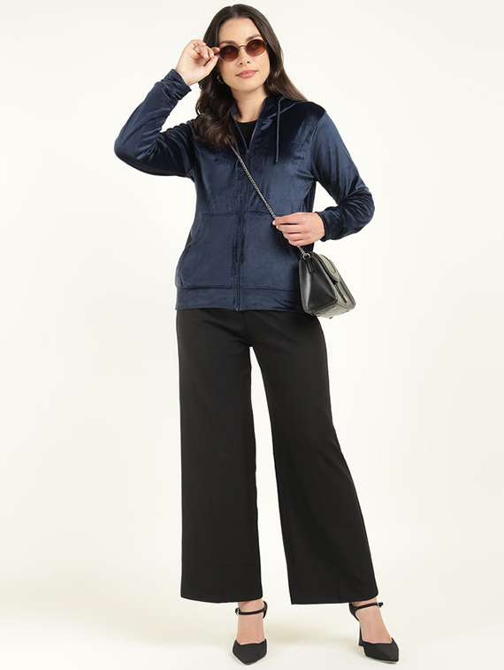 Women Solid Long Sleeve Hooded Sweatshirt - 22320679 -  Standard Image - 4