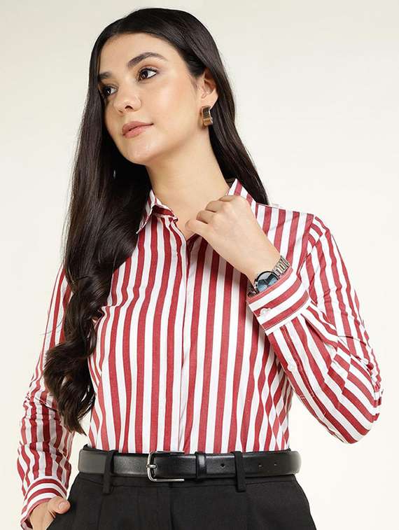 women collared long sleeve regular fit shirt