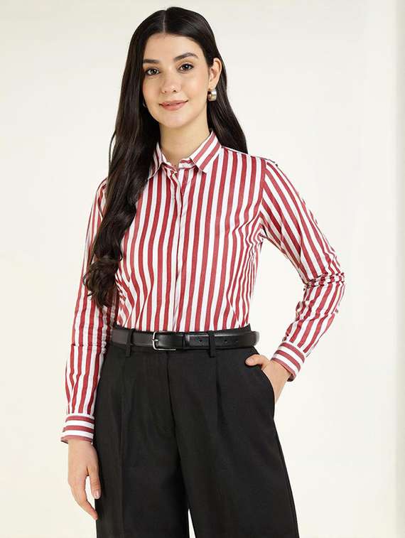 women collared long sleeve regular fit shirt - 22320682 -  Standard Image - 1