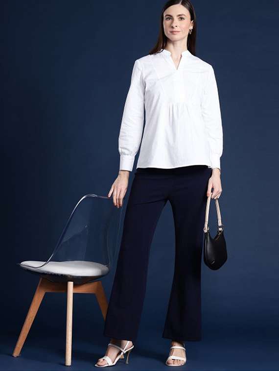 women solid long sleeve a-line top - 22320690 -  Standard Image - 4