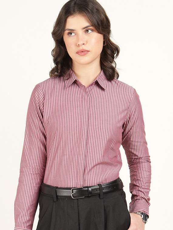 women collared long sleeve regular fit shirt