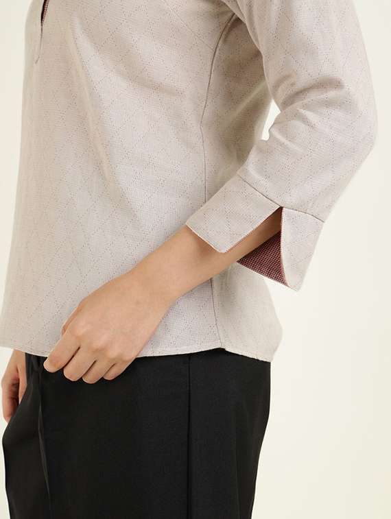 women solid three quarter sleeve top - 22320703 -  Standard Image - 4