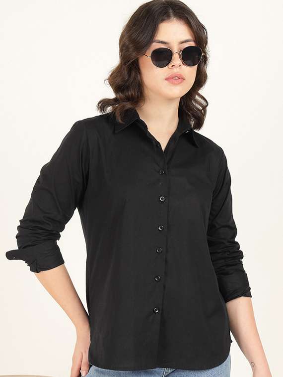 women collared long sleeve regular fit shirt