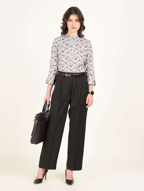 women mandarin collar long sleeve top - 22320711 -  Standard Image - 6