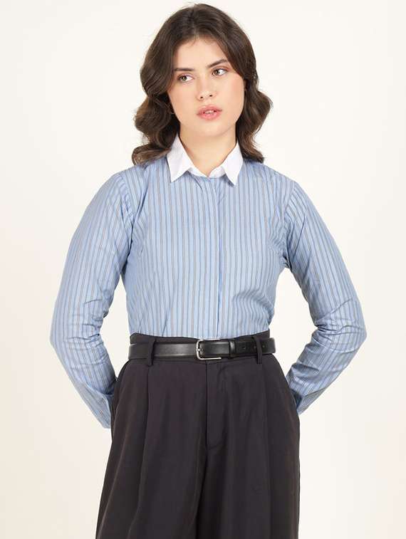 women collared long sleeve regular fit shirt - 22320716 -  Standard Image - 1