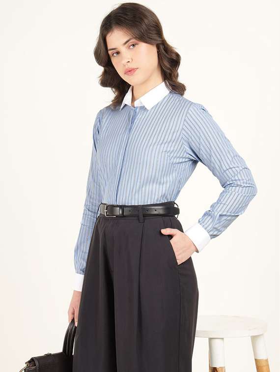women collared long sleeve regular fit shirt - 22320716 -  Standard Image - 4