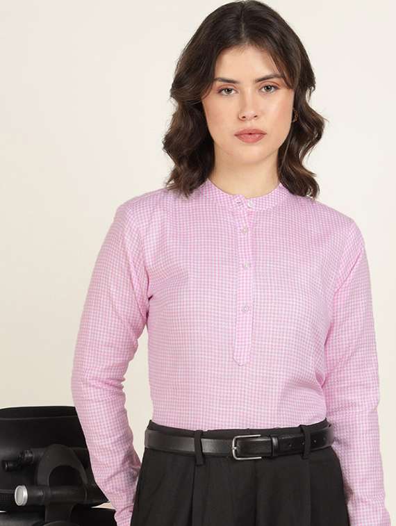 women mandarin collar long sleeve top - 22320717 -  Standard Image - 1