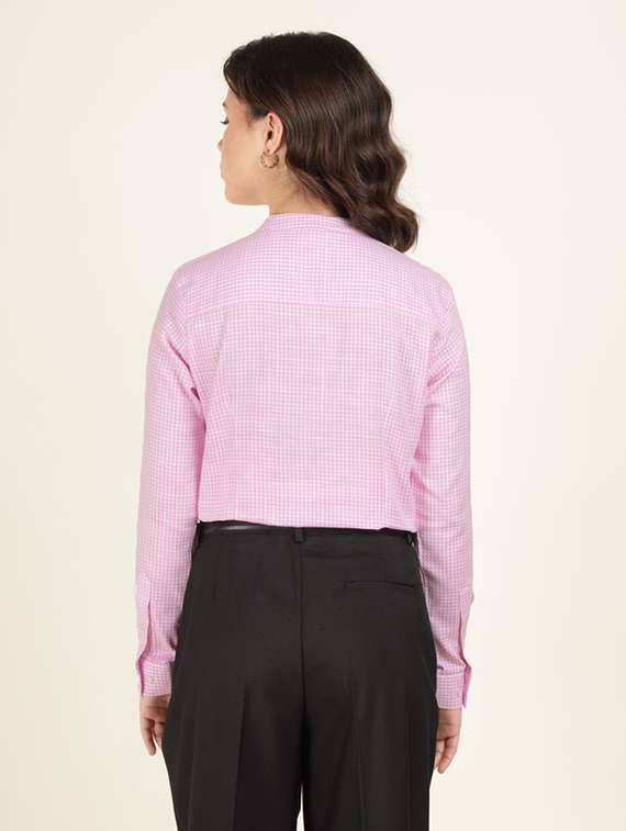 women mandarin collar long sleeve top - 22320717 -  Standard Image - 4