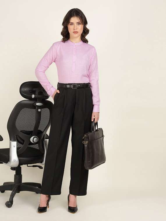 women mandarin collar long sleeve top - 22320717 -  Standard Image - 6