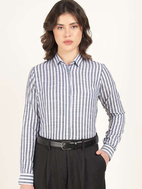 women collared long sleeve regular fit shirt