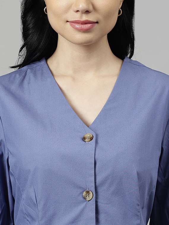 women solid puff sleeve a-line top - 22320725 -  Standard Image - 4