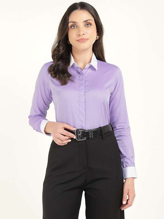 women collared long sleeve regular fit shirt - 22320731 -  Standard Image - 1