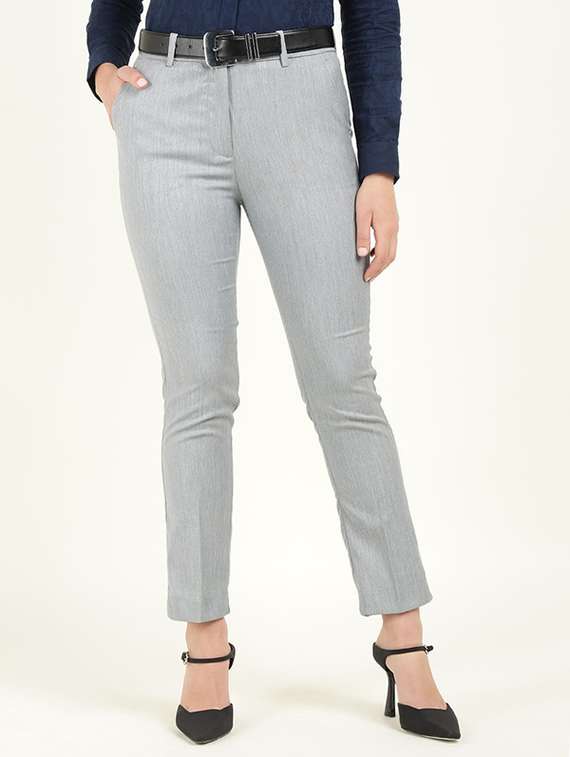 women solid mid rise cigarette pant  - 22320734 -  Standard Image - 1