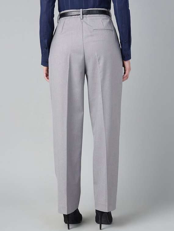 women solid mid rise straight trouser - 22320736 -  Standard Image - 4