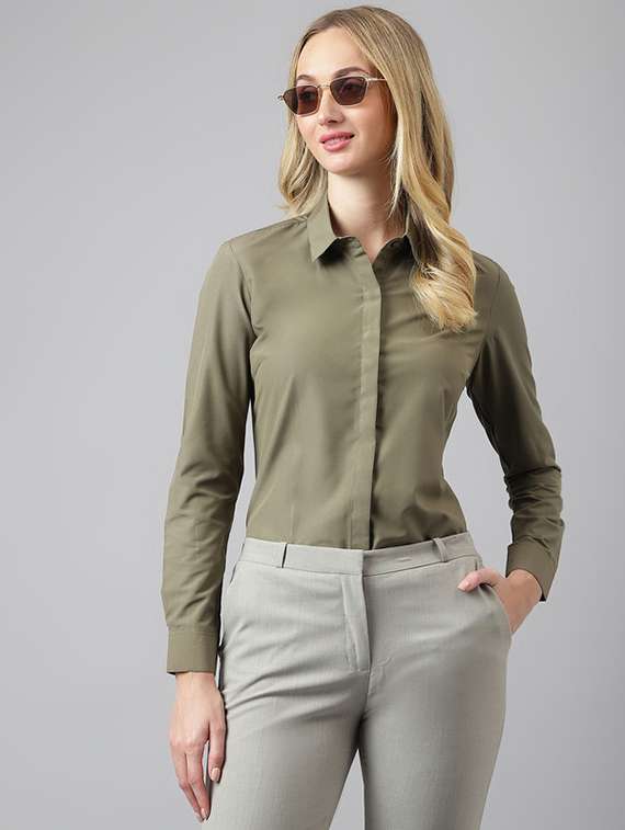 women collared long sleeve regular fit shirt - 22320737 -  Standard Image - 1
