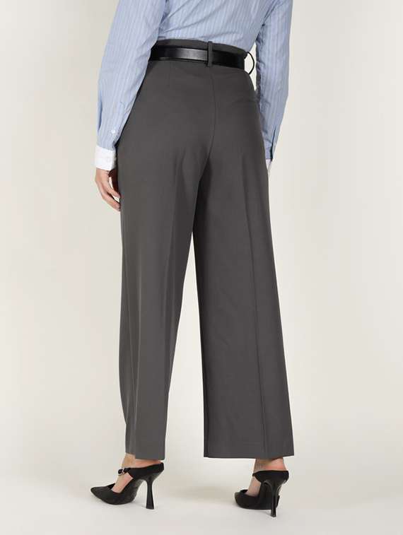 women solid high rise straight trouser - 22320742 -  Standard Image - 4