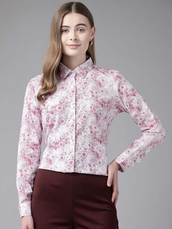women collared long sleeve regular fit shirt