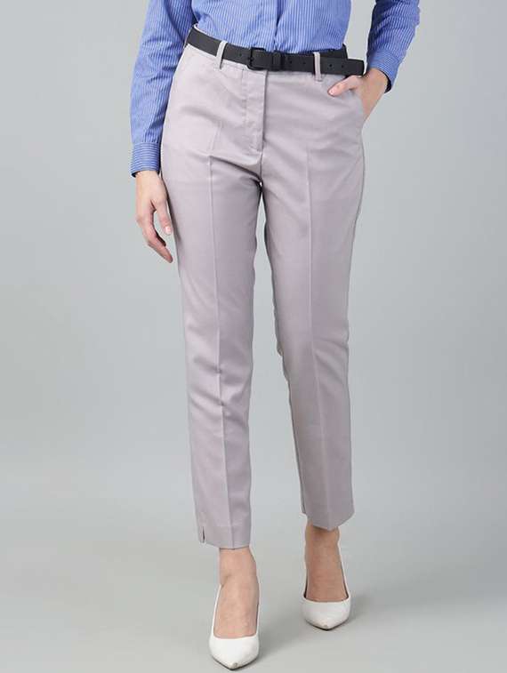 women solid mid rise cigarette pants - 22320744 -  Standard Image - 1