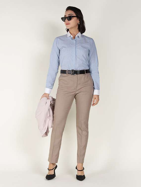 women solid mid rise cigarette pants - 22320746 -  Standard Image - 4
