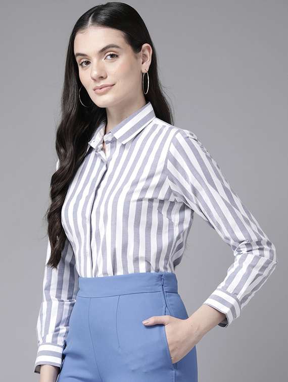 Women Collared Long Sleeve Regular Fit Shirt - 22320749 -  Standard Image - 1