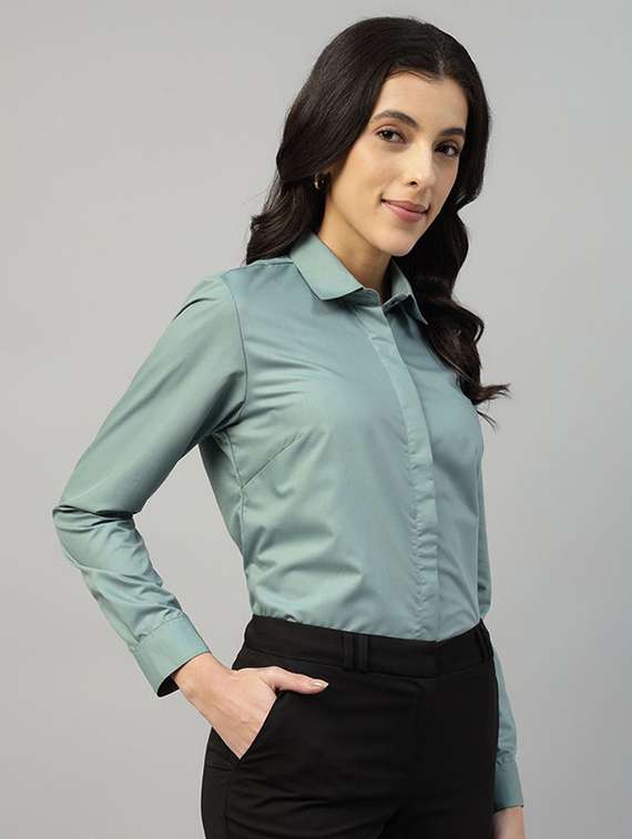 Women Collared Long Sleeve Regular Fit Shirt - 22320761 -  Standard Image - 1