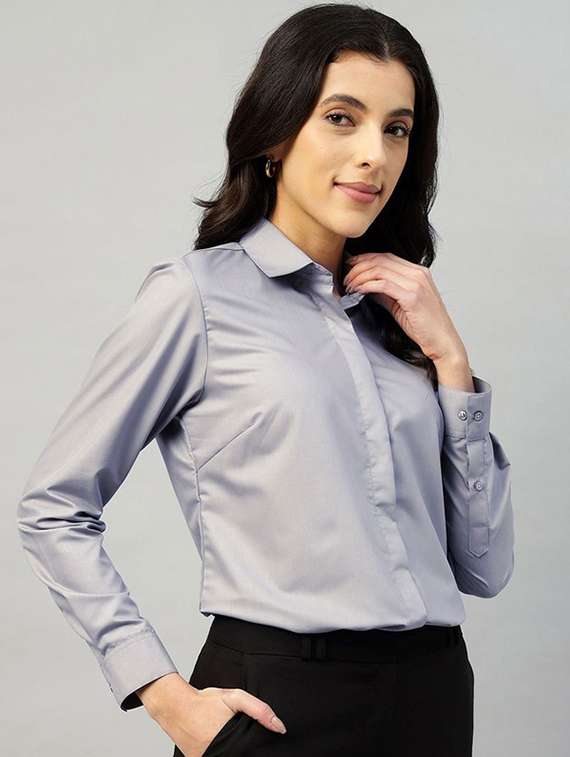 women collared long sleeve regular fit shirt - 22320764 -  Standard Image - 1
