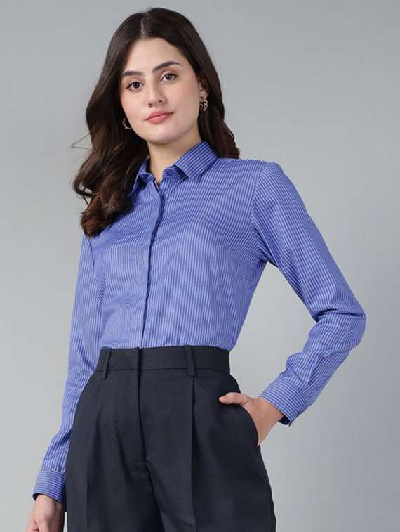 women collared long sleeve regular fit shirt
