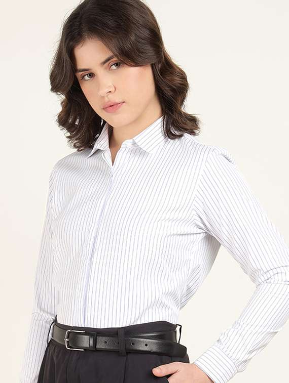 women collared long sleeve regular fit shirt