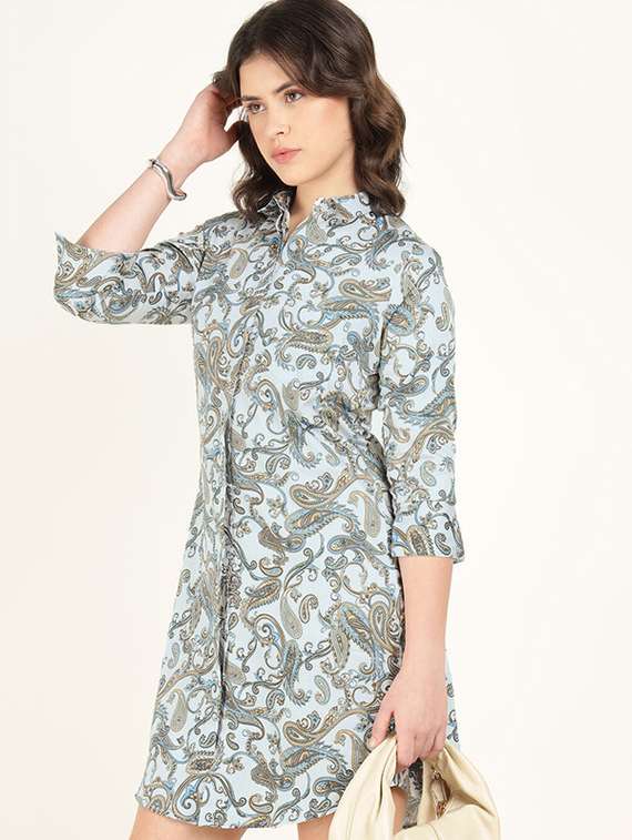women printed collared shirt dress - 22320786 -  Standard Image - 1